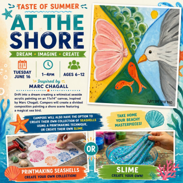 At The Shore June 16th 1-4pm Taste of Summer Mini Art Camp