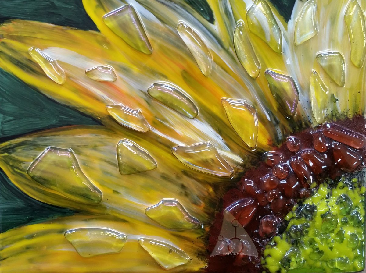 Glass Fused Sunflower Panel