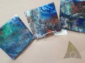 Public Acrylic Paint Pouring - Acrylic Cells Pour on Three 8"x8" studio cast plaster canvases