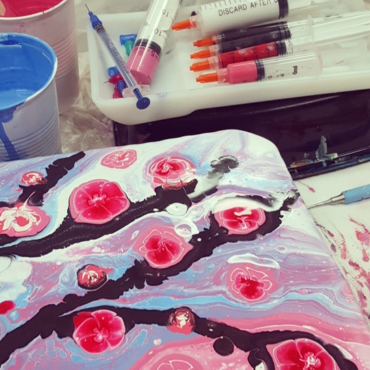 Cherry Blossom Paint Pour W/ Syringe